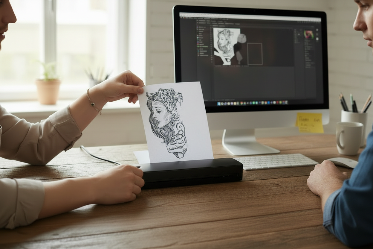 Realistic printer in office